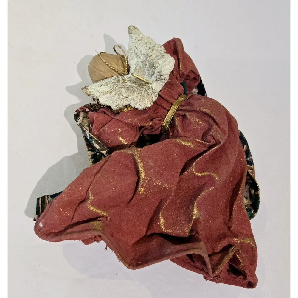 Lillian Vernon Fabric Mache Angel Ornament Tree Topper 6.5